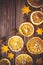 dried orange slices on wood table