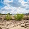 Dried out river bed of the Elbe near Magdeburg