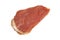 Dried piece of pork, on a white background. dried meat.