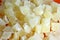 Dried pineapple on a plate, detailed view