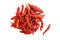 Dried red chili heap, Chilli red Spicy hot flavor, Chilli dry on white background