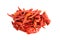 Dried red chili heap, Chilli red Spicy hot flavor, Chilli dry on white background