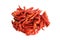 Dried red chili heap, Chilli red Spicy hot flavor, Chilli dry on white background