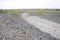 Dried river bed in Middle Asia Kazakhstan. Waterless river stream canal