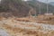 Dried riverbed with rocky shoreline