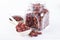 Dried rosehip berries in glass jar