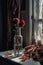 Dried roses in a vase. Relationship problems, disappointment, depression, loneliness.