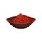 Dried saffron in brown ceramic bowl. Flavoring for dishes. Spicy condiment. Culinary theme. Flat vector design