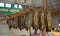 Dried salted fish vobla hanging and drying for sale, traditional beer snack