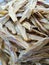 Dried small fishes closeup