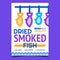 Dried Smoked Fish Creative Advertise Banner Vector