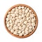 Dried sweet lupin beans, white lupin or field lupine seeds, in wooden bowl