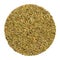 Dried thyme, herb circle from above, over white