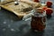 Dried tomatoes with thyme, kitchen still life