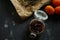 Dried tomatoes with thyme, kitchen still life