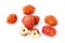 Dried unabi fruit or jujube with sliced on white background. Chinese dried red date fruit.