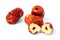 Dried unabi fruit or jujube with sliced on white background. Chinese dried red date fruit.