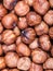 Dried uncooked hazelnuts close up