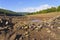 Dried up Ladybower reservoir reveals the remains of Derwent Hall