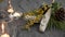 Dried white sage smudge stick, relaxation and aromatherapy. Smudging during psychic occult ceremony, herbal healing, yoga or aura