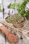 Dried Winter Savory in a bowl