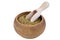 Dried Winter Savory spice in wooden bowl