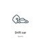 Drift car outline vector icon. Thin line black drift car icon, flat vector simple element illustration from editable sports