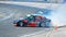 Drift sport cars competing in a race at Vinnytsia Drift Competition 09.07.2017, drive a turn, editorial photo