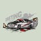 drifting car. vector drag racing print design. white car jdm