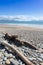 Driftwood on stony beach at Newborough