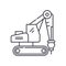 Drill excavator icon, linear isolated illustration, thin line vector, web design sign, outline concept symbol with