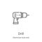 drill icon vector from electrician tools and elements collection. Thin line drill outline icon vector illustration. Linear symbol