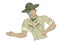 Drill Instructor angrily giving orders. US Marines. USMC boot camp. White background.