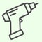 Drill line icon. Handle cordless electric screwdriver outline style pictogram on white background. Building tools and