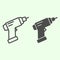 Drill line and solid icon. Handle cordless electric screwdriver outline style pictogram on white background. Building
