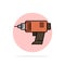 Drill, Power, Machine, Cordless, Electronics Abstract Circle Background Flat color Icon