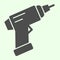 Drill solid icon. Handle cordless electric screwdriver glyph style pictogram on white background. Building tools and
