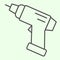 Drill thin line icon. Handle cordless electric screwdriver outline style pictogram on white background. Building tools