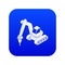 Drill tractor icon blue vector