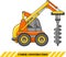 Drilling equipment. Heavy construction machines. Vector illustration