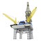 Drilling offshore platform isolated. 3d rendering