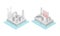 Drilling oil gas rig production platform isometric vector illustration