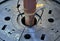 Drilling Rig, close up of drilling pipe going to sea bed on an offshore platform, on Bass Strait Victoria.