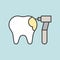 Drilling tooth dental related icon, filled outline