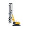 Drilling Truck Construction Machinery, Heavy Special Transport, Side View Flat Vector Illustration