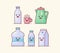 drink beverage icon set collection package with kawai emoticon face cute fun happy white isolated background with flat color