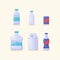 drink beverage icon set collection package mineral water milk soda cola bottle gallon white isolated background with flat color