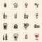 Drink beverage icons set. Beer and wine icons set.