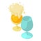 Drink concept icon isometric vector. Glass of foamy beer near empty wine glass