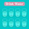 Drink eight glasses of water. Infographic. Flat